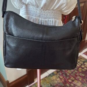 Rolf’s   Shoulder bag  genuine leather  black  front & back exterior pockets